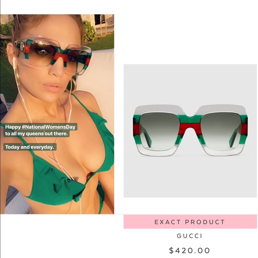 GUCCI MULTI GREEN SUNGLASSES FROM THE URBAN COLLECTION AS SEEN ON J LO & CELEBS - Picture 12 of 16